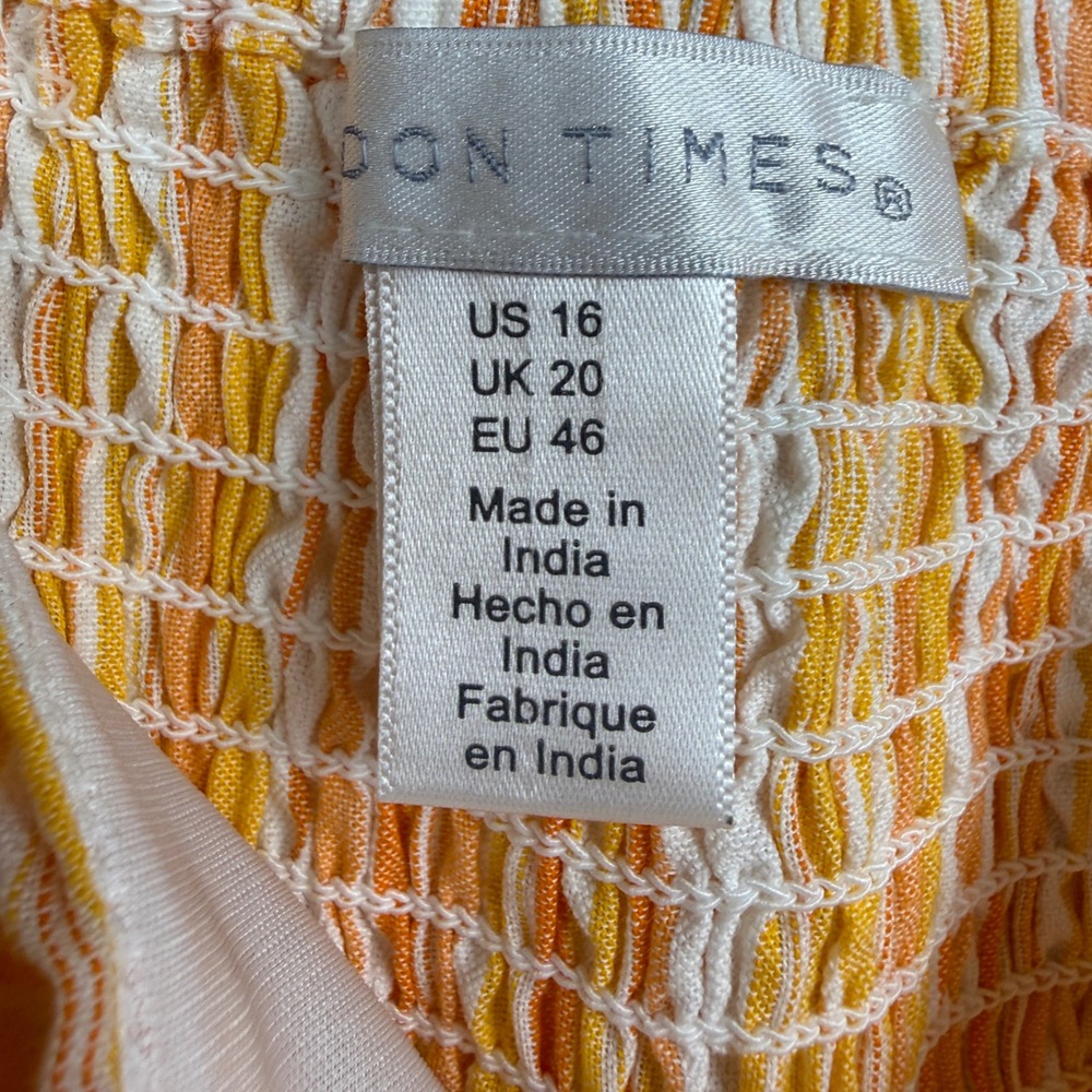 London Times Striped Maxi Dress Women 16 Orange White Coastal Boho Tiered‎ NWT - Picture 4 of 7